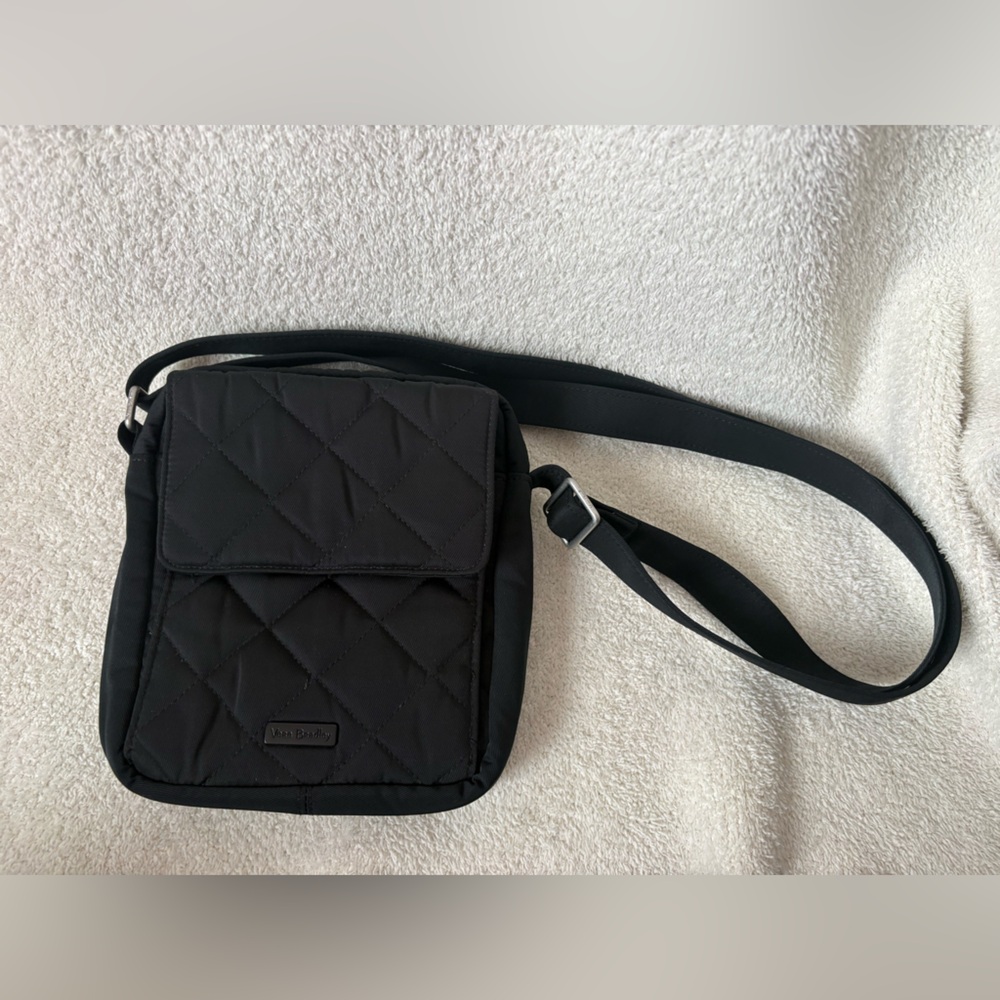NEW Vera Bradley Small Black Quilted Crossbody Purse Handbag
